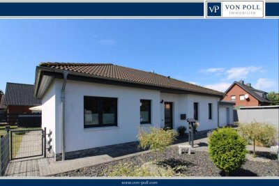 NACHHALTIG UND ZUKUNFTSSICHER
NEUWERTIGER BUNGALOW MIT ERDWÄRMEPUMPE 
UND DOPPELGARAGE