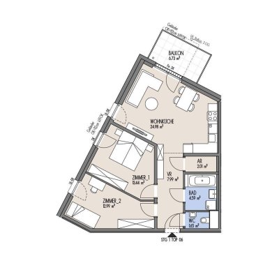 NordGlück - 3 Zimmer-Wohnung mit Balkon und Abstellraum - Top 01-006