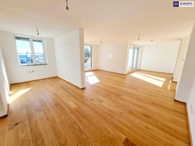 Herbstaktion! Einfach genial! Penthouse auf einer Ebene mit 2 Terrassen + Dachterrasse + 5 Zimmer + Garage + Erdwärme + Ruhelage! Nachhaltig und zukunftssicher investiert!
