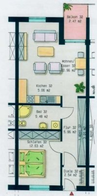 Helle 2 Zimmer Wohnung, Aufzug, barrierefrei, Balkon, Einbauküche, Abstellraum in Wetzlar