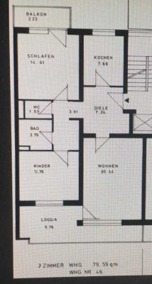 Sonnige 3-Zimmerwohnung mit 1 Balkon und einer großen Loggia zu vermieten