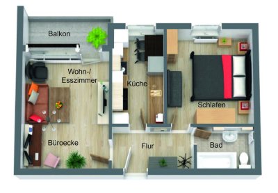 Wohnen mit Wohlfühlfaktor – 2 Zimmer, Abendsonne und Naturblick in Traunstein