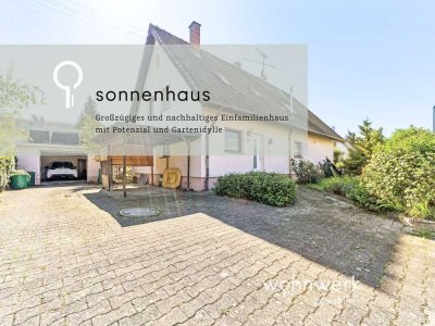 Sonnenhaus Mühlhausen – großzügiges und nachhaltiges Einfamilienhaus mit Potenzial und Gartenidylle
