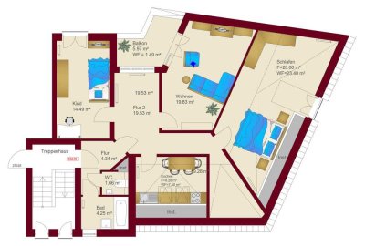 Großzügige Dachgeschoßwohnung zu vermieten