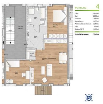 PREISREDUZIERUNG: Stilvolle 3-Zimmer-Wohnung direkt an der Amper! Helle Räume, moderne Ausstattung.