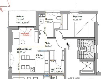 Exklusive 2-Zimmer-Wohnung mit gehobener Innenausstattung mit Balkon und Einbauküche in Weinsberg