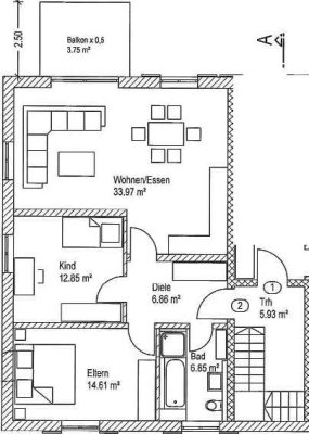 3-Zimmer-Wohnung mit Balkon und Einbauküche in Baindt