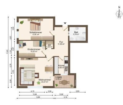 Attraktive 3-Zimmer Wohnung, 1. OG, Lüneburg, nach Sanierung