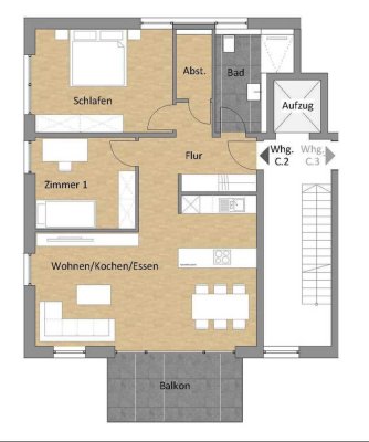 Neubau/Erstbezug 3-Zimmer-Wohnung in Nesselried