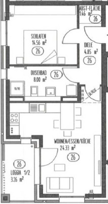 Sonnige 2-Zimmer Wohnung mit Loggia und moderner Einbauküche in Haar