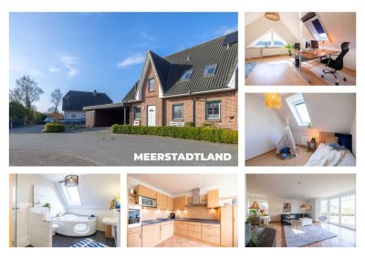 Nordfriesische Eleganz in einer Doppelhaushälfte: Kapitänsgiebel, Erkerfenster und 447 m² Grundstück
