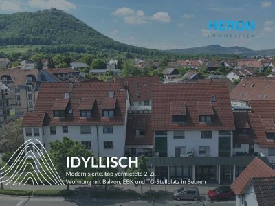 IDYLLISCH – Modernisierte, top vermietete 2-Zi.-Wohnung mit Balkon, EBK und TG-Stellplatz in Beuren
