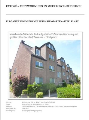 Geschmackvolle 2,5-Raum-Souterrain-Wohnung mit gehobener Innenausstattung mit Terrasse+ in Meerbusch