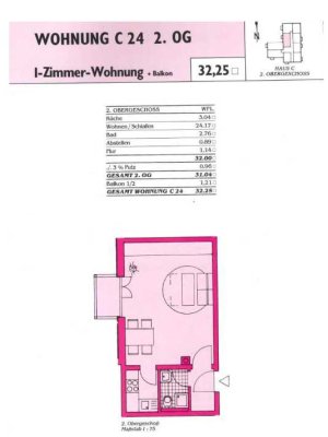 1,5-Zimmer-Studentenappartement mit gehobener Innenausstattung, Balkon und EBK in Deggendorf