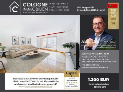 EXKLUSIVE 1,5-ZIMMER WOHNUNG IN KÖLN AM STADTWALD (BRAUNSFELD) MIT NEUWERTIGER KÜCHE