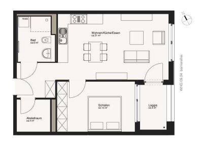 Reserviert! Helle 2-Raumwohnung mit Loggia und Fußbodenheizung