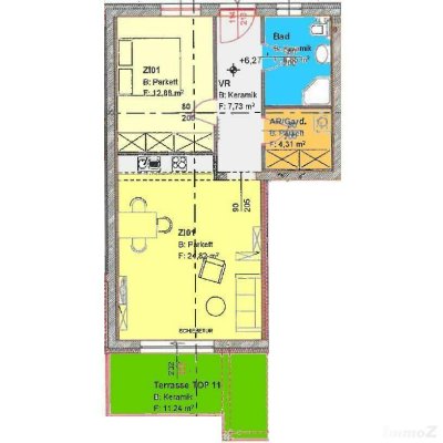 Provisionsfrei: moderne 2-Zimmerwohnung mit großer Terrasse und Autostellplatz in Liebenau