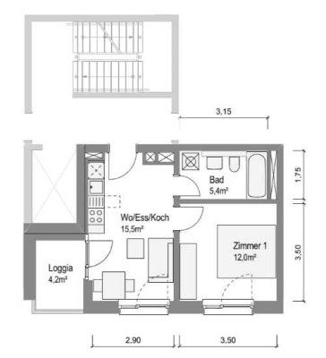 NEUBAU! | Kuschelige helle 2-Zimmer-Wohnung mit schöner Loggia