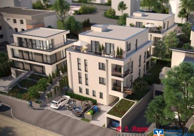 Budenheim: Penthouse mit großer Dachterrasse – 96,90 m² mit Aufzug direkt in die Wohnung, Garage