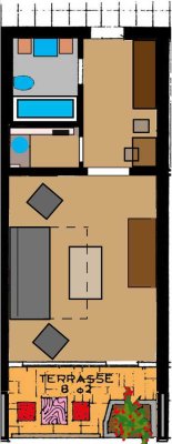Einzimmerappartement mit schöner Sicht