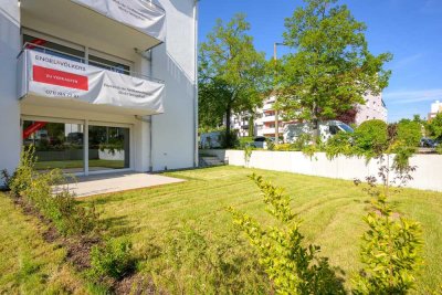 Neubauwohnung mit Einbauküche, großem Garten und Bewässerungsanlage!