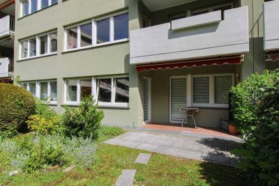Citylage: im Erdgeschoss mit Terrasse, Aufzug & TG-Stellplatz