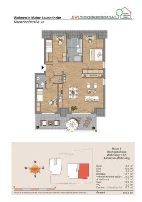 Hier will ich wohnen! Sonnige 4-Zimmer DG-Wohnung mit EBK in Mainz-Laubenheim