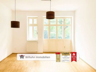 Traumhafte Denkmal-Wohnung mit privatem Gartenanteil & Balkon | Stellplatz | Keller | 2015 saniert