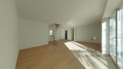 Hünfeld-Oberrombach: Sofort bezugsfrei: Neubau-KfW 55 Dachgeschosswohnung mit verstecktem Raumwunder