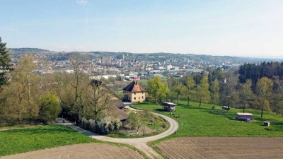 Stadtnahes Hofanwesen mit Panoramablick über Ravensburg bis zu den Alpen