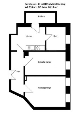 Schöne 2-Zimmer-Wohnung in Markkleeberg, mit Balkon, mitten im Zentrum
