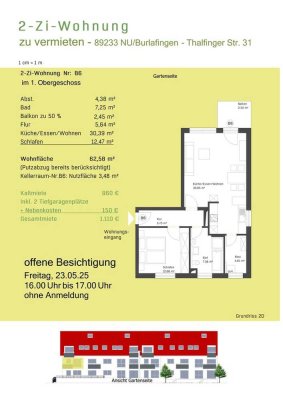 2-Zi-Neubauwohnungen zu vermieten - ab 01.08.25 - inkl. 2 Tiefgaragen-Plätze - Burlafingen