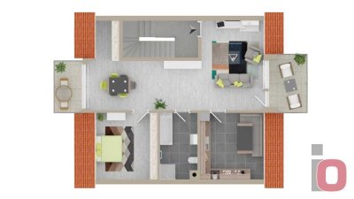 VERKAUFT ! Charmante 2-ZKB-DG-Wohnung mit 2 Balkonen und Garage im 3-Fam.-Haus in bester Feldrandlag