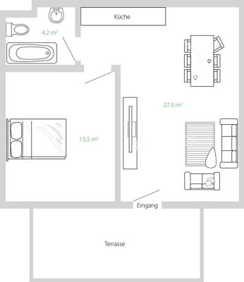 Neu renovierte 2-Zimmer-Erdgeschosswohnung mit Terrasse und Einbauküche in Ravensburg