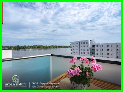 Wohnen in der Rostocker Hafencity mit Balkon und Panorama auf die Warnow
