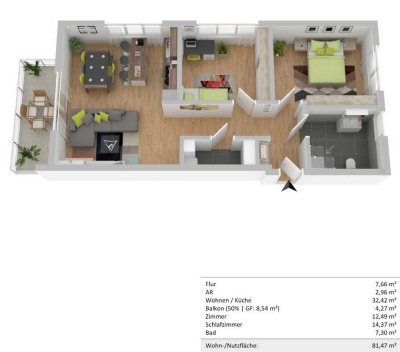 Neubauwohnung barrierefrei, 3 Zi. mit Balkon in Ascheberg