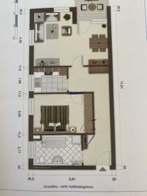 Ansprechende und gepflegte 2-Zimmer-Wohnung mit Einbauküche in Isny