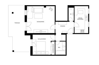 Möblierte Zwei-Zimmer-Wohnung in Kitzbühel