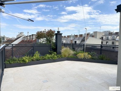 Grünruhelage nahe Belvedere! Luxuriöse 3-Zimmer-Erstbezug-Dachterrassen-Wohnung mit Outdoor-Pool in historischem Gebäude