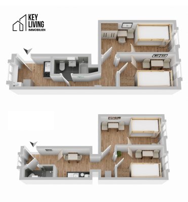 Wohnungspaket: Zwei übereinanderliegende Altbauwohnungen mit je 2 Zimmern in 1170