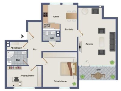 Renovierte 3 Zimmer Wohnung mit Loggia in Hombruch Dortmund Süden