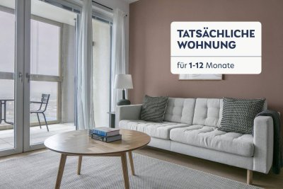 Traumblick über Wien, 30. Stock HelioTower mit Gym, Interspar &amp; Lounges, 2 Zimmer + Balkon, U-Bahn (VIE283)