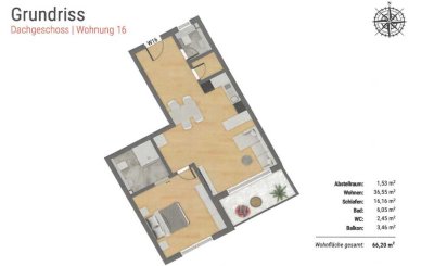 Exklusive 2,5-Zimmer-Dachgeschosswohnung mit Balkon in Asbach-Bäumenheim