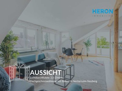 AUSSICHT - Lichtdurchflutete 3,5-Zimmer-Dachgeschosswohnung mit Balkon in Neckarsulm-Neuberg