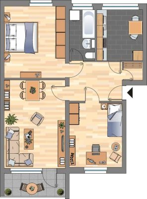 3-Zimmer-Wohnung in Leer Leerort