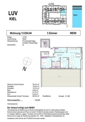 In Direkte Wasserlage zur Hörn 3-Zimmer-Neubauwohung im Baufeld XIII